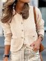 Damen Baumwolle Unifarben Langarm Bequem Lässig Strickjacke