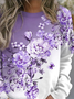 Lässig Rundhals Geblümt Sweatshirt Print