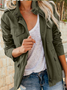 Damen Frühling/Herbst Oberbekleidung Retro Nahtverarbeitung Unifarben Langarm Stehkragen Jacke