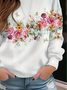Lässig Rundhals Geblümt Sweatshirt Print