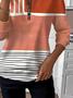 Retro Rundhals Gestreift Sweatshirt