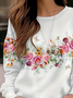 Lässig Rundhals Geblümt Sweatshirt Print