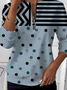 Retro Rundhals Gestreift Sweatshirt