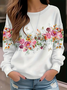 Lässig Rundhals Geblümt Sweatshirt Print