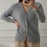 Damen Baumwolle Unifarben Langarm Bequem Lässig Pullover