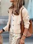 Damen Baumwolle Unifarben Langarm Bequem Lässig Strickjacke