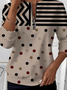 Retro Rundhals Gestreift Sweatshirt