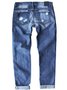 Straße Leopard Fashion schmal geschnitten Print Patchwork Zerrissen Jeans