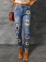 Straße Leopard Fashion schmal geschnitten Print Patchwork Zerrissen Jeans
