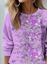 Lässig Rundhals Geblümt Sweatshirt Print