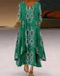 Damen Gestreift Sommer Kleid Rundhals Langarm Blusenkleid A-Linien-Kleid