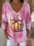 Damen Baumwolle Farbverlauf Langarm Bequem Lässig Pullover