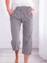 Damen Unifarben Caprihosen Hose Lässig Sommer Hose