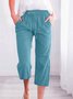 Damen Unifarben Caprihosen Hose Lässig Sommer Hose