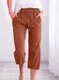 Damen Unifarben Caprihosen Hose Lässig Sommer Hose