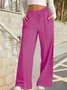 Damen Unifarben Lang Elastische Taille Hose Lässig Frühling/Herbst Hose