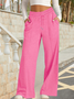 Damen Unifarben Lang Elastische Taille Hose Lässig Frühling/Herbst Hose