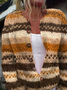 Damen Wolle/Stricken Gestreift Langarm Bequem Lässig Strickjacke