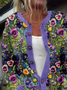 Damen Wolle/Stricken Geblümt Langarm Bequem Lässig Strickjacke