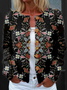 Damen Gestrickt Gestreift Langarm Bequem Retro Strickjacke