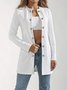 Damen Unifarben Frühling/Herbst Oberbekleidung Lässig Langarm Rundhals Mittellang Blazer