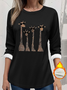 Retro Rundhals Tier Bild Sweatshirt