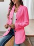 Damen Unifarben Frühling/Herbst Oberbekleidung Lässig Langarm Stehkragen Mittellang Blazer