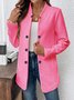 Damen Unifarben Frühling/Herbst Oberbekleidung Lässig Langarm Stehkragen Mittellang Blazer