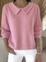 Damen Baumwolle Unifarben Langarm Bequem Lässig Pullover
