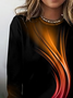 Retro Gestreift Rundhals Langarm T-Shirt