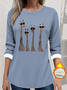 Retro Rundhals Tier Bild Sweatshirt