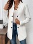 Damen Unifarben Frühling/Herbst Oberbekleidung Lässig Langarm Stehkragen Mittellang Blazer