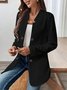 Damen Unifarben Frühling/Herbst Oberbekleidung Lässig Langarm Stehkragen Mittellang Blazer