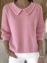 Damen Baumwolle Unifarben Langarm Bequem Lässig Pullover