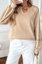 Lässig V-Ausschnitt Farbblock Sweatshirt