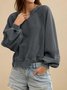 Lässig V-Ausschnitt Farbblock Sweatshirt