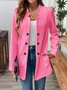 Damen Unifarben Frühling/Herbst Oberbekleidung Lässig Langarm Stehkragen Mittellang Blazer