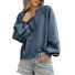 Lässig V-Ausschnitt Farbblock Sweatshirt