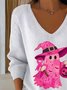 Damen Baumwolle Halloween Langarm Bequem Lässig Pullover