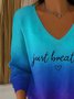 Damen Baumwolle Farbverlauf Langarm Bequem Lässig Pullover