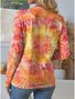 Lässig Tie-Dye-Muster Rundhals Langarm T-Shirt