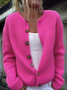 Damen Wolle/Stricken Unifarben Langarm Bequem Lässig Strickjacke