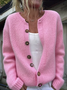 Damen Wolle/Stricken Unifarben Langarm Bequem Lässig Strickjacke