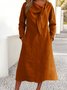 Damen Unifarben Frühling/Herbst Kleid V-Ausschnitt Langarm A-Linien-Kleid