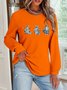 Lässig Rundhals Tier Sweatshirt