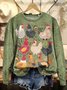 Retro Rundhals Tier Sweatshirt