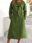 Damen Unifarben Frühling/Herbst Kleid V-Ausschnitt Langarm A-Linien-Kleid