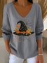 Damen Baumwolle Halloween Langarm Bequem Lässig Pullover
