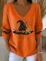 Damen Baumwolle Halloween Langarm Bequem Lässig Pullover