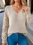 Damen Wolle Unifarben Langarm Bequem Lässig Jacquard Pullover